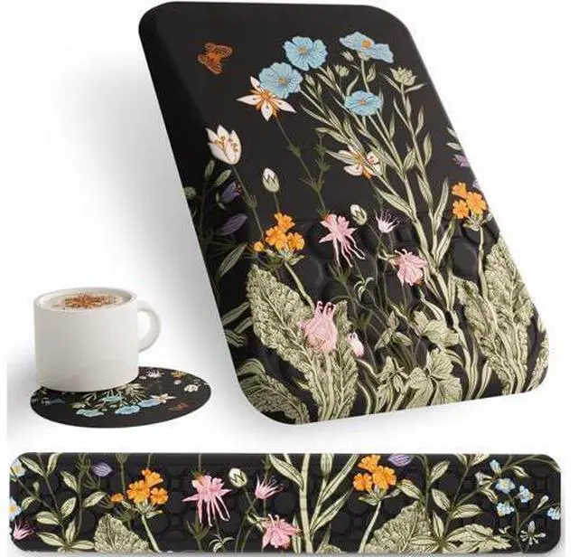 Main image of Ergonomic Keyboard Wrist Rest and Large Mousepad with Wrist Rest Support for Computer Gaming Flower