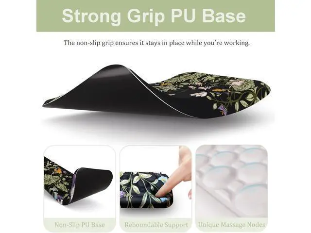 Alt view image 3 of 7 - Ergonomic Keyboard Wrist Rest and Large Mousepad with Wrist Rest Support for Computer Gaming Flower