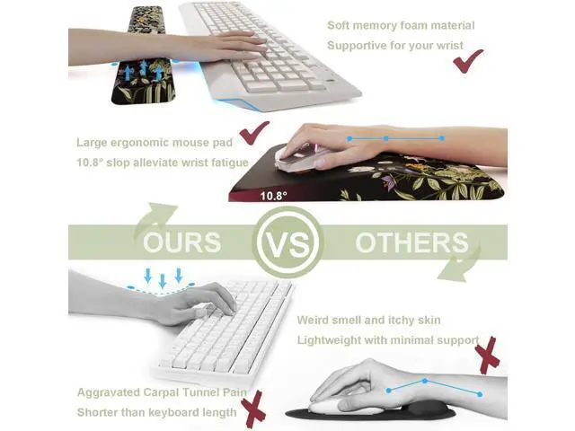 Alt view image 5 of 7 - Ergonomic Keyboard Wrist Rest and Large Mousepad with Wrist Rest Support for Computer Gaming Flower