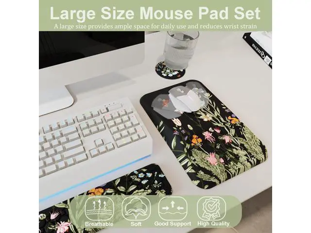 Alt view image 4 of 7 - Ergonomic Keyboard Wrist Rest and Large Mousepad with Wrist Rest Support for Computer Gaming Flower