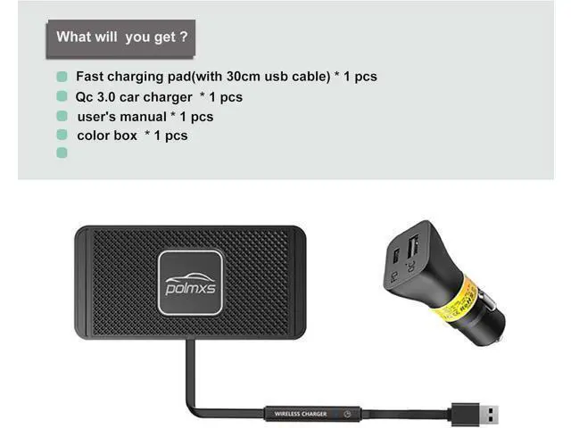Alt view image 6 of 7 - Wireless Charger Car Charging pad 15W Fast Wireless Phone Charger Non Slip Cell Phone Flat Charging mat Compatible with iPhone 11/12/12/14/15 Galaxy S21/S22/S23/24 NOTE10 (30cm Cable)(C2Y)