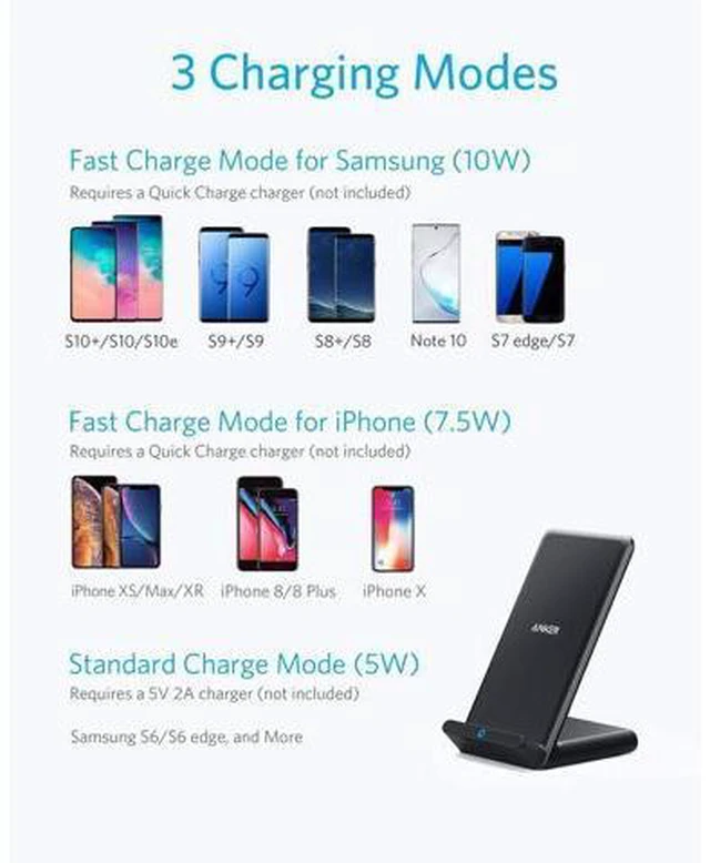 Alt view image 3 of 7 - 2 Pack 313 Wireless Charger (Stand) Qi-Certified for iPhone 17/17/17 Pro/17 Pro Max/15/14/13 10W Fast-Charging Galaxy S23 S22 S21(No AC Adapter)