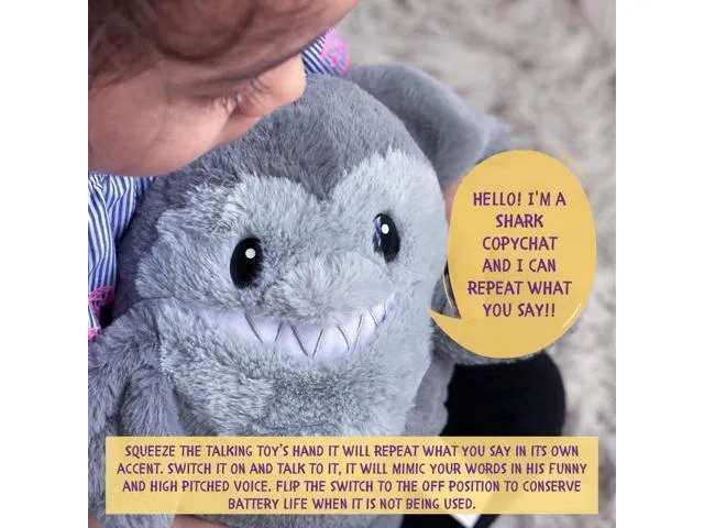 Alt view image 6 of 7 - Shark Copy Chats Plush Mimicry Learning Talking Toy Soft Fluffy Material Mighty Mojo