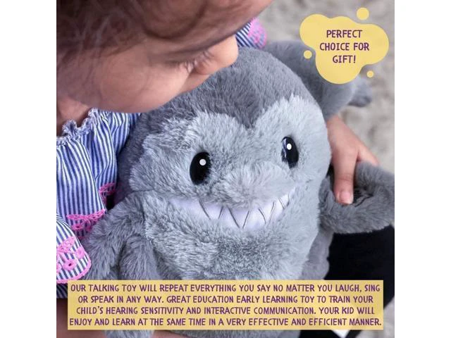 Alt view image 5 of 7 - Shark Copy Chats Plush Mimicry Learning Talking Toy Soft Fluffy Material Mighty Mojo