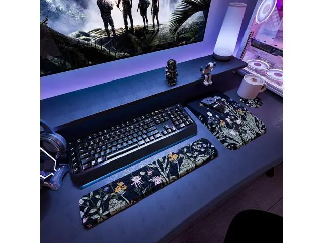 Alt view image 7 of 7 - Ergonomic Keyboard Wrist Rest and Large Mousepad with Wrist Rest Support for Computer Gaming Flower