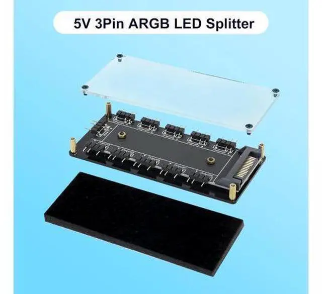 Alt view image 5 of 5 - 5V 3Pin ARGB LED Hub,10 Way 5V 3 Pin RGB Splitter