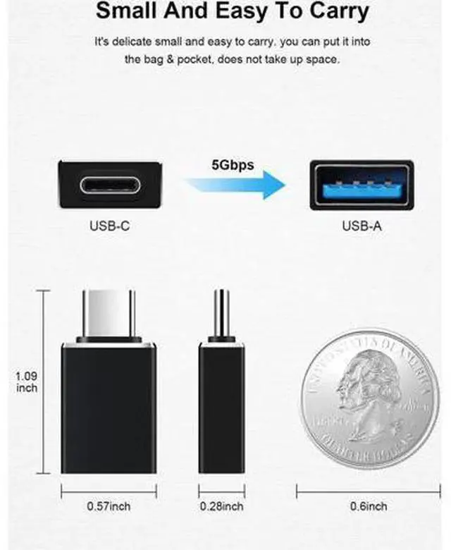 Alt view image 2 of 7 - 5Pack USB C to USB Adapters, Type C to USB 3.0 USBC Adapter Side by Side Male to USB 3.0 Female Typec Adaptor for MacBook Pro/Air 2021, iMac iPad Mini 6, Thunderbolt 3/4 Type C OTG Adaptador Converter