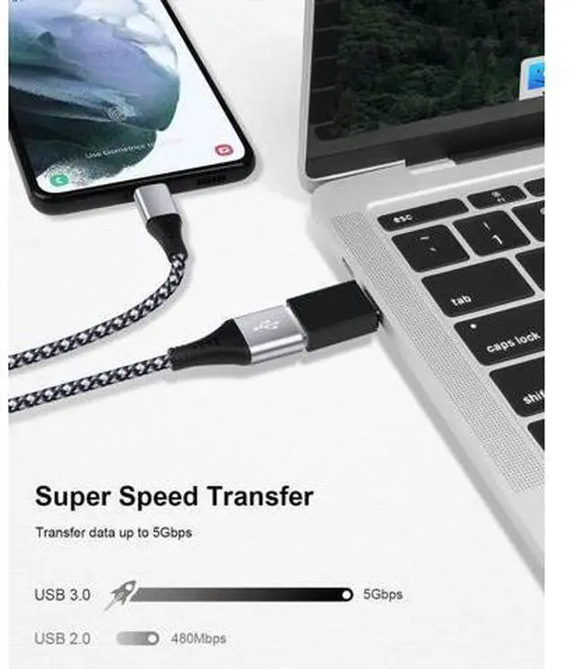 Alt view image 4 of 7 - 5Pack USB C to USB Adapters, Type C to USB 3.0 USBC Adapter Side by Side Male to USB 3.0 Female Typec Adaptor for MacBook Pro/Air 2021, iMac iPad Mini 6, Thunderbolt 3/4 Type C OTG Adaptador Converter