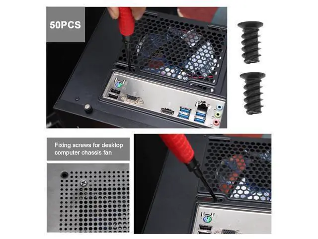 Alt view image 3 of 7 - The Lord of the Tools 100PCS Computer Case Fan Screws Kit PC Fan Screws Housing Radiator Screws Computer Chassis Fan Components 50PCS #6-32x30mm & 50PCS M5x10mm Black