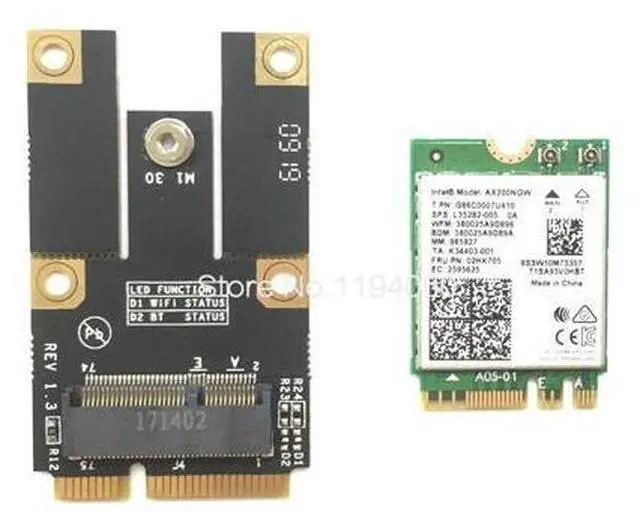 Alt view image 3 of 3 - NGFF M.2 Key A Wifi Bluetooth Card to Mini PCI-E Converter Adapter for Intel 7260 7265 8260 8265 9260 9560 AX200
