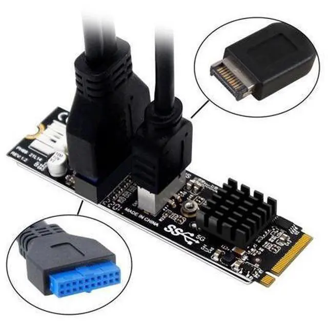 Alt view image 3 of 3 - NVME NGFF M-Key Express Card to Type-E USB 3.1 Front Panel & USB 3.0 20Pin Socket VL805 Adapter for Motherboard