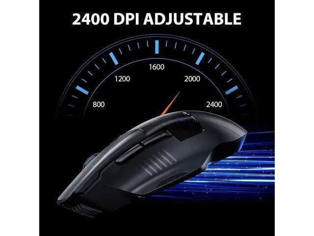 Alt view image 4 of 6 - AUTYUE Wireless Mouse for Laptop, 2.4G/Bluetooth 5.0 Wireless Mouse, Gaming Mouse, RGB Lighting, 2400 DPI, 6 Buttons, Visible Battery, Type-C Charging, Wireless Mouse for Windows, macOS Linux, iOS