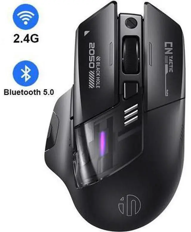 Main image of AUTYUE Wireless Mouse for Laptop, 2.4G/Bluetooth 5.0 Wireless Mouse, Gaming Mouse, RGB Lighting, 2400 DPI, 6 Buttons, Visible Battery, Type-C Charging, Wireless Mouse for Windows, macOS Linux, iOS