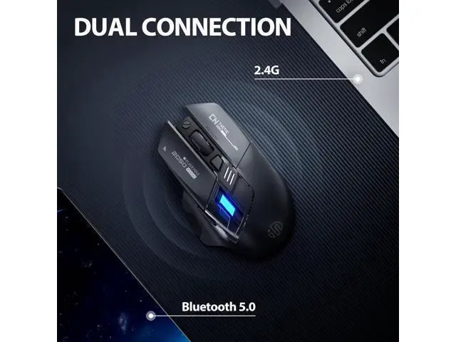 Alt view image 2 of 6 - AUTYUE Wireless Mouse for Laptop, 2.4G/Bluetooth 5.0 Wireless Mouse, Gaming Mouse, RGB Lighting, 2400 DPI, 6 Buttons, Visible Battery, Type-C Charging, Wireless Mouse for Windows, macOS Linux, iOS