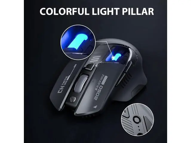 Alt view image 5 of 6 - AUTYUE Wireless Mouse for Laptop, 2.4G/Bluetooth 5.0 Wireless Mouse, Gaming Mouse, RGB Lighting, 2400 DPI, 6 Buttons, Visible Battery, Type-C Charging, Wireless Mouse for Windows, macOS Linux, iOS