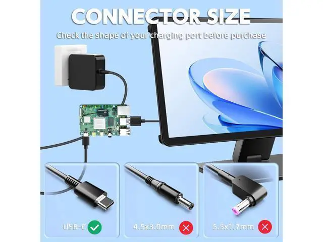Alt view image 2 of 7 - 27W USB-C Power Supply for Raspberry Pi 5-5.1V/9V/12V/15V PD Fast Charger for Pi 5 4GB/8GB Development Board
