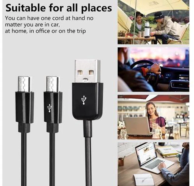 Alt view image 7 of 7 - USB Type C Splitter Charging Cable,4.9ft 3 in 1 Multi Charging Cable, USB A to 3 x USB Type C Y Splitter Data Snyc Cord(1.5m-3 USB C, Black)