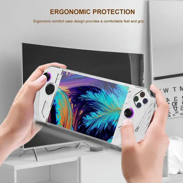 Alt view image 3 of 3 - Transparent Protective Case Game Console Protector Cover Shockproof Anti-fall with Folding Stand for ROG Ally Game Console