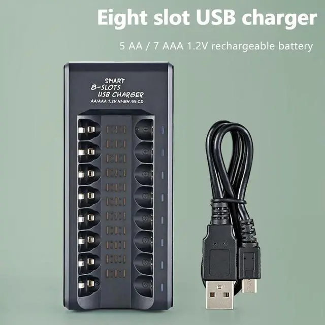 Alt view image 2 of 3 - 1.2V 8 Slot USB Electric Electric Charger for AA/AAA Ni-MH/Ni-Cd with LED Indicator