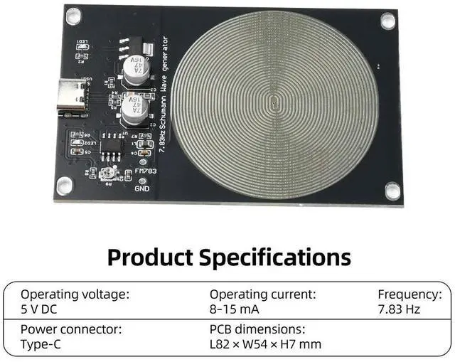 Alt view image 6 of 6 - DC 5V 7.83HZ Schumann Wave Generator Adjustable Frequency 50% Square Wave Extremely Low Frequency Pulse Generator Type C