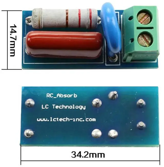 Alt view image 4 of 6 - Relay Module RC Absorption Snubber Circuit Module Contact Protection Circuit Resistance Surge Anti-interference