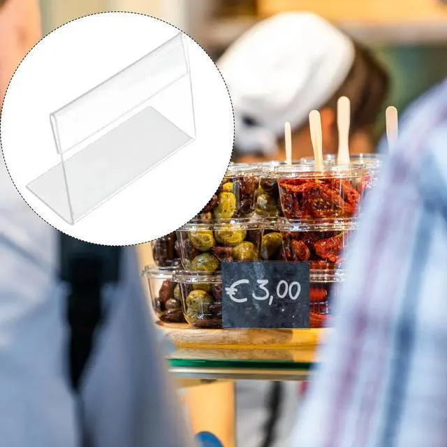 Alt view image 5 of 6 - 5Pcs Lightweight L Shape Acrylic Price Holder Clear el Display Stand for Grocery Store Retail Counter Desk Menu Sign