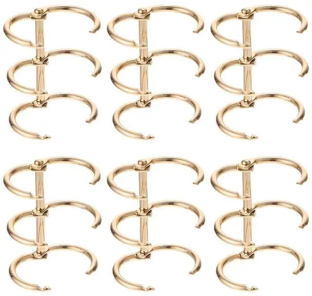 Alt view image 4 of 6 - 6 Pcs Golden l Binder Rings Loose Leaf Folder Book Clip Ring Three Hole Punch Notepad Clip Ring Office Binding Supplies