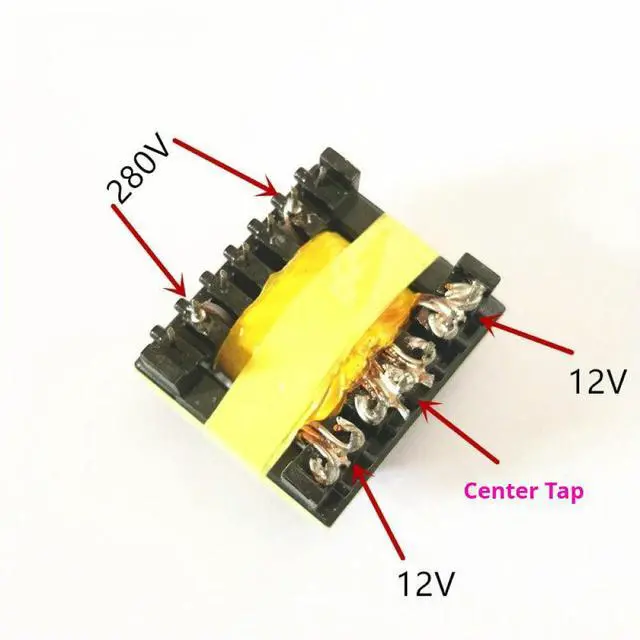 Alt view image 5 of 6 - EI40 High Frequency Transformer 400W 12V to 280V 40KHZ PC40 Core 7+7 Pin for Modified Sine Wave Car Power Inverter Part