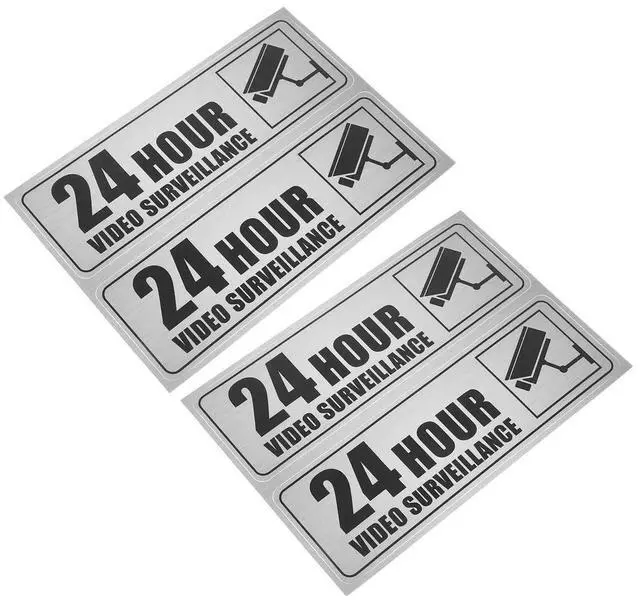 Alt view image 4 of 6 - 2 Sheets PVC Security Warning Sticker Self-Adhesive Waterproof Fade-Resistant Monitoring Decal for Office Store Restaurant Cafe