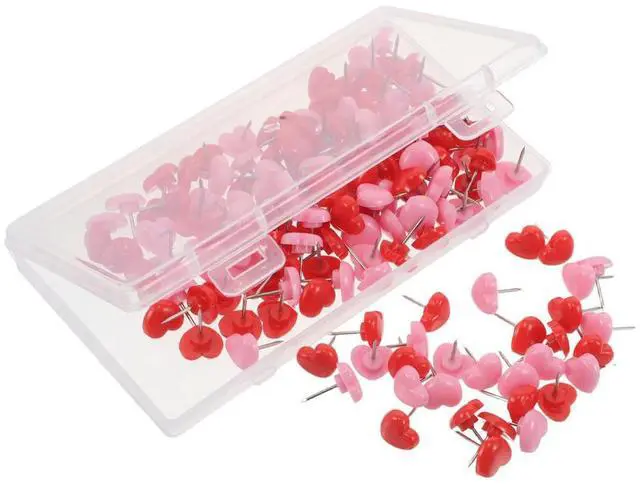 Alt view image 4 of 6 - 150Pcs Cute Heart Push Pins Flat Head Thumbtacks Decorative Office Cork Board Bulletin Board Poster Tacks Pink School Supplies