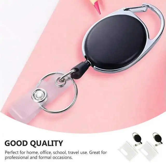Alt view image 6 of 6 - 2Pcs Clear Badge Protector Id Cards Container with Carabiner Zinc Alloy ABS Plastic for Professional Student Staff