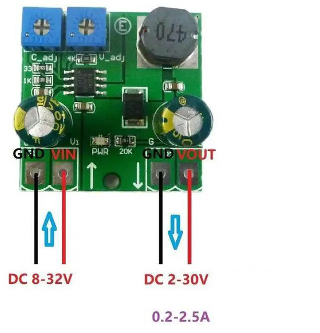 Alt view image 4 of 6 - 15W Constant Current Constant Voltage Module 8-32V to 2-30V Voltage Step-down Convert Board LED Motor Controller Power Supply