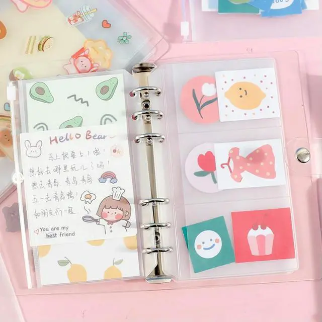 Alt view image 4 of 6 - 25Pcs A6 Binder Pockets Transparent PVC 6-Hole Binder Pockets Zip Folder Plastic Money Budget Envelopes