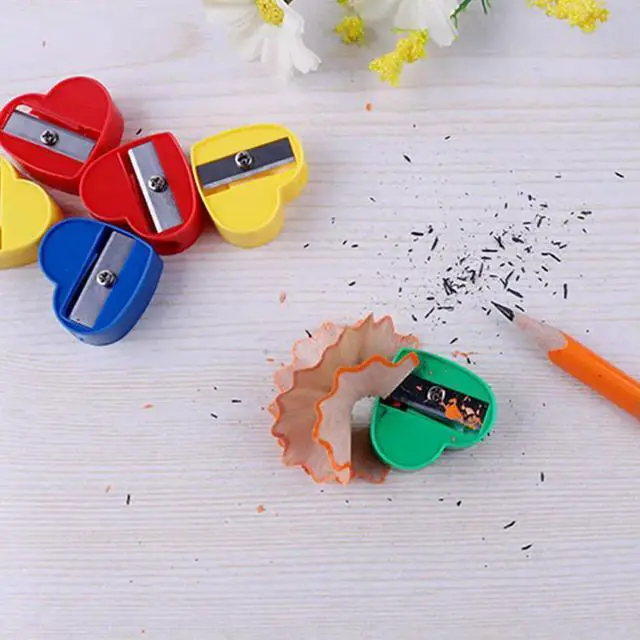 Alt view image 6 of 6 - 40Pcs Heart Shape Manual Pencil Sharpeners Premium ABS l Construction Compact Mini Sharpener for Colored Pencils Crayons