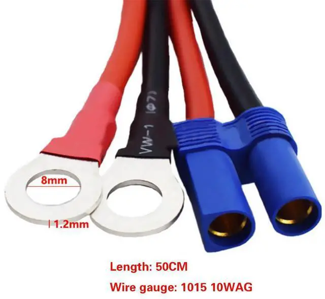 Alt view image 5 of 6 - 50CM EC5 Female Connector to Ring Terminal Extension Cord Cable 10WAG 12-36V