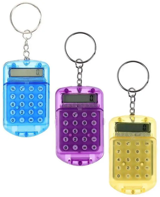 Alt view image 3 of 5 - 3Pcs Mini Calculator Keychain Compact Pocket Electronic Calculator Flip Cover Nurse Student School Office Supplies