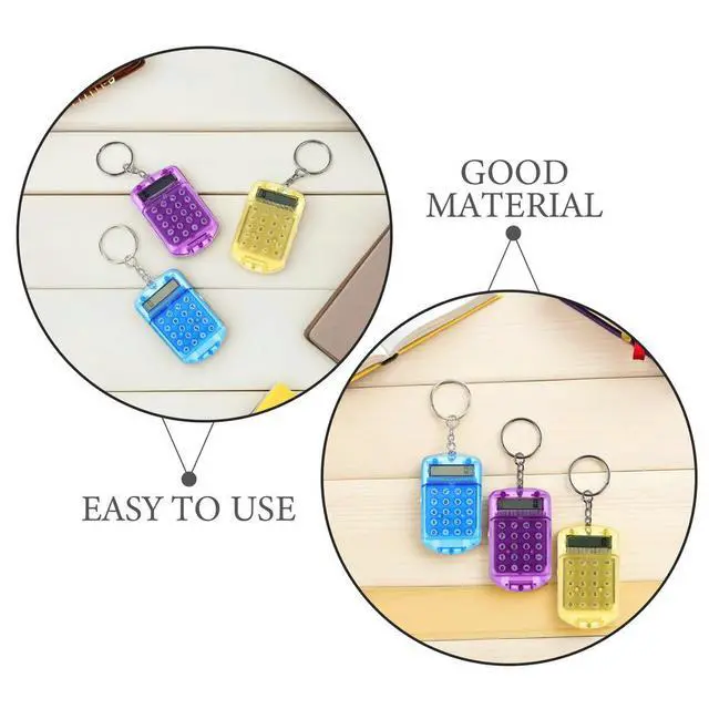 Alt view image 4 of 5 - 3Pcs Mini Calculator Keychain Compact Pocket Electronic Calculator Flip Cover Nurse Student School Office Supplies
