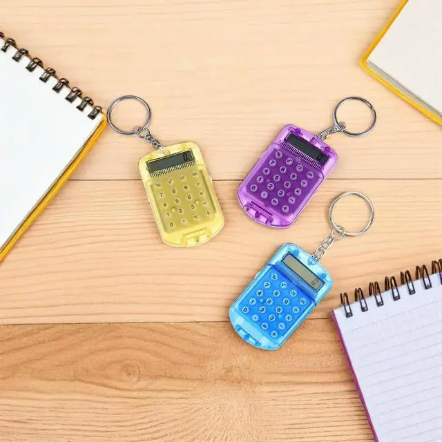 Alt view image 5 of 5 - 3Pcs Mini Calculator Keychain Compact Pocket Electronic Calculator Flip Cover Nurse Student School Office Supplies