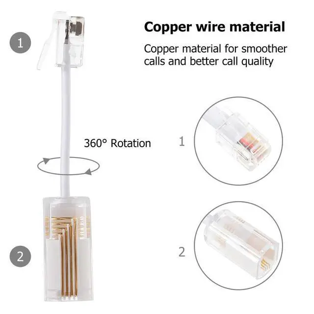 Alt view image 6 of 6 - 2Pcs Telephone Cord Detangler Rj9 Plug and Play Rotating Anti Tangling Adapter for Cord Prevent Messy Coiled Landline