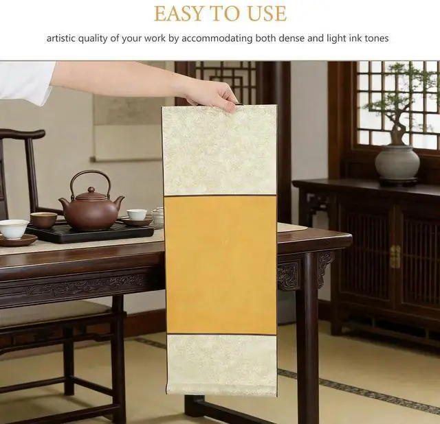 Alt view image 6 of 6 - Blank Chinese Calligraphy Scroll Xuan Paper Vintage Wall Hanging Art Decor for Brush Painting Drawing Practice 27.5x10.6 Inch