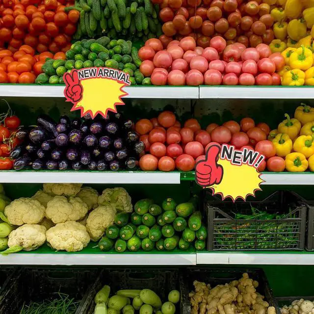 Alt view image 6 of 6 - 200Pcs Price Display els PVC Supermarket Price Tags for Vegetables Fruits Meat Aquatic Products Easy Install Fold Resistant