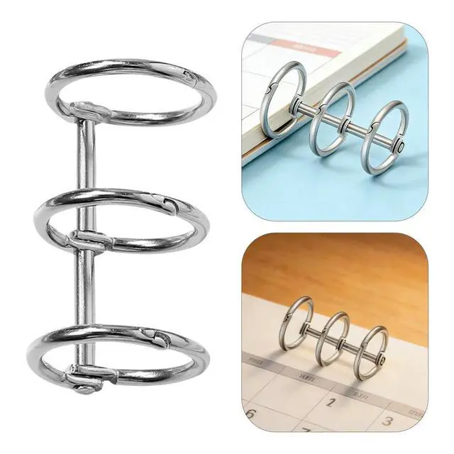 Alt view image 4 of 4 - 8Pcs Premium Rustproof Iron Binding Rings 3-Ring Snap Split Hinge for DIY Notebook Planner Journal Photo Album Document