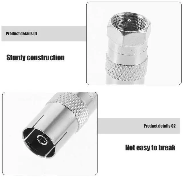 Alt view image 5 of 6 - 16Pcs Satellite Cable Connector F Male to TV Female Coaxial Adapter Nickel-Plated Zinc Alloy Low Signal Loss for TV Set-Top Box