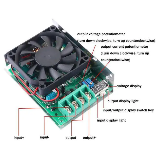 Alt view image 5 of 6 - Boost Module DC10-60V to DC12-60V 600W Adjustable Constant Current Voltage Digital Display Boost Charging Power Supply Module