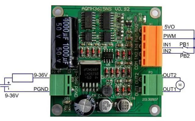 Alt view image 4 of 6 - DC Motor Drive Board 12V 24V 36V 360W Motor Speed Controller Forward Reverse for Car Rotation Motor Controller