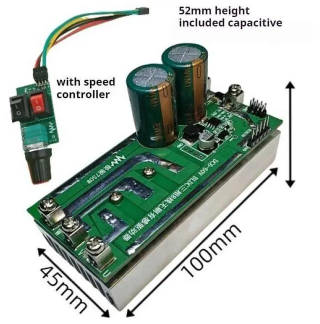 Alt view image 5 of 6 - DC6-60V Motor Forward and Reverse Controller BLDC Brushless Motor Driver Module with Hall 750W High-power Motor Speed Regulator