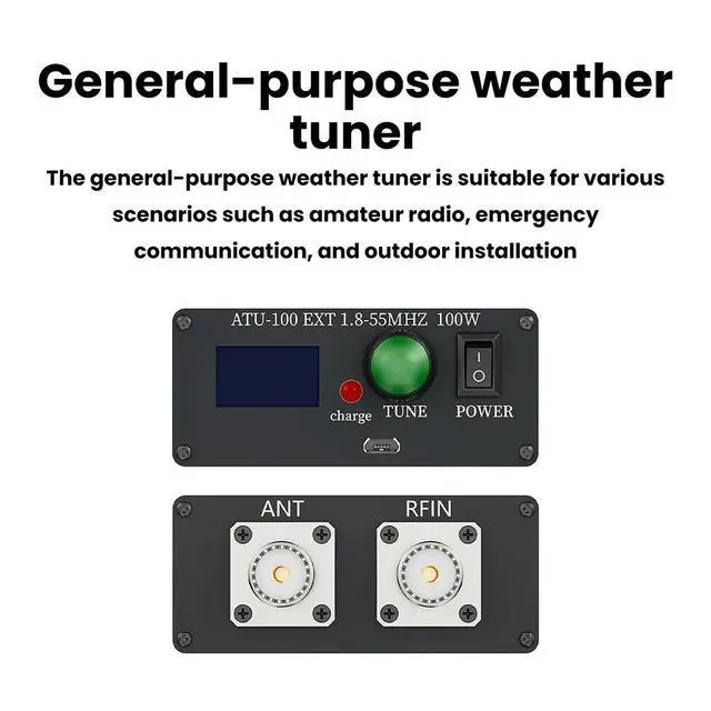 Alt view image 5 of 6 - ATU-100Pro Universal Antenna Tuner MultiFunction 1.8MHz-55MHz Automatic Tuner 0.96 Inch 0LED Display With Shell Micro USB