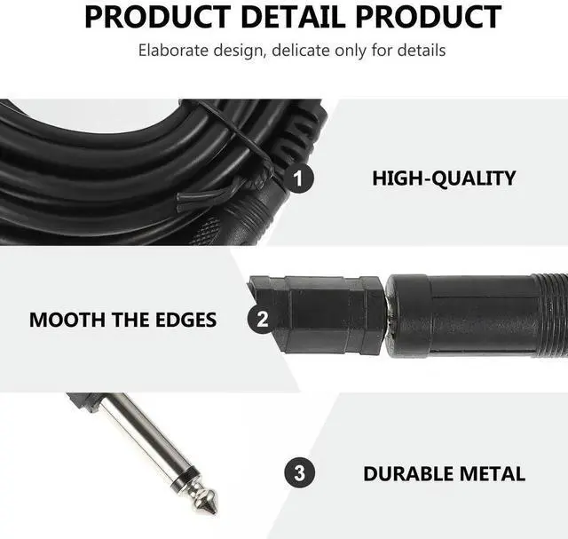 Alt view image 5 of 6 - 1Set Guitar Instrument Cable Professional Spiral Braided Noise-Reduction Fast Signal Transmission Electric Guitar Bass