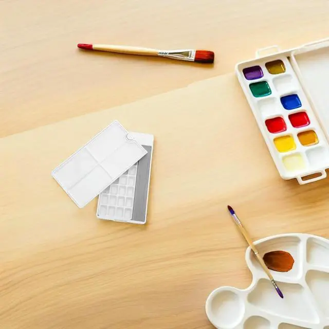 Alt view image 2 of 3 - Empty Watercolor Palette 28 Wells Rotate Paint Tray for Oil Acrylic Painting Mini Travel Paint Palette with Lid and