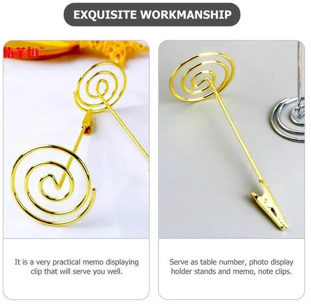 Alt view image 3 of 3 - 10Pcs Memo Clips Stainless Steel Reusable Photo Holder Compact Multi-Function Table Name Card Stand Photo Card Holder